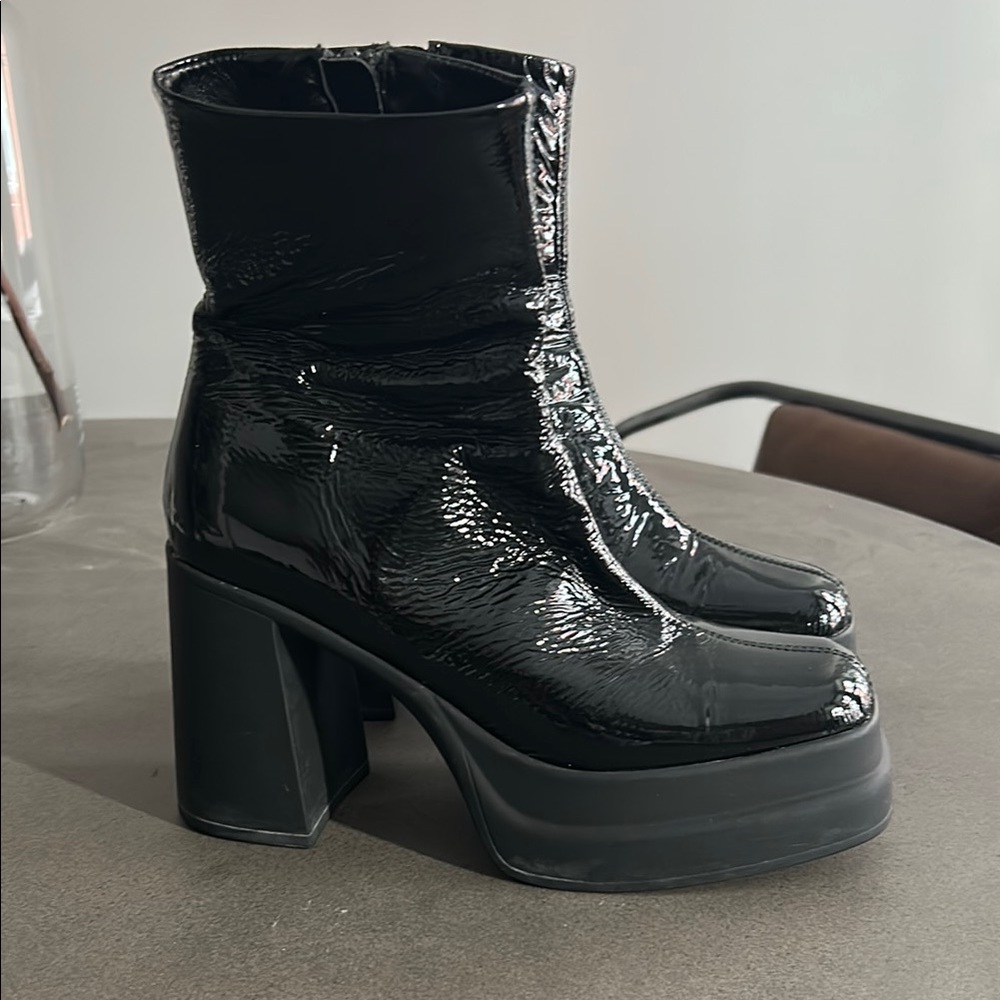 Black Patent Leather Women's Boots